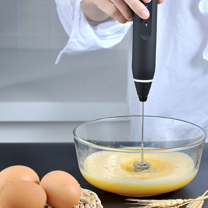 Kitchen Electric Hand-held Egg Beater Milk Coffee Mixer Stainless Steel Mini Handle Mixer(Black)-garmade.com