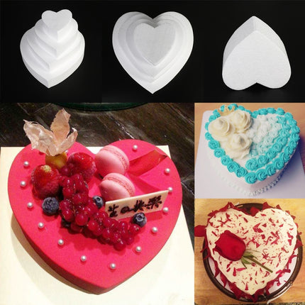 4 PCS Heart-shaped Prosthesis Foam Baking Fondant Cake Silk Flower Practice Mold, Height:5cm, Size:10 Inches-garmade.com