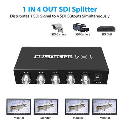 1 In 4 Out SD-SDI / HD-SDI / 3G-SDI Distribution Amplifier Video SDI Splitter(UK Plug)-garmade.com
