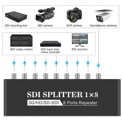 1 In 8 Out SD-SDI / HD-SDI / 3G-SDI Distribution Amplifier Video SDI Splitter(US Plug)-garmade.com