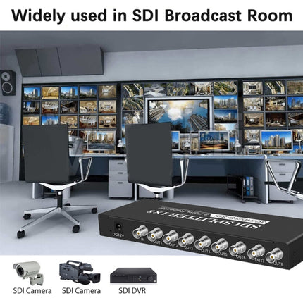 1 In 8 Out SD-SDI / HD-SDI / 3G-SDI Distribution Amplifier Video SDI Splitter(EU Plug)-garmade.com