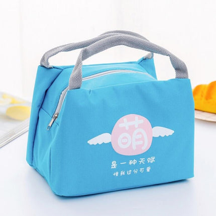 Portable Student Lunch Outdoor Portable Insulation Child Cute Student Lunch Box Bag(Tide Text-cute)-garmade.com