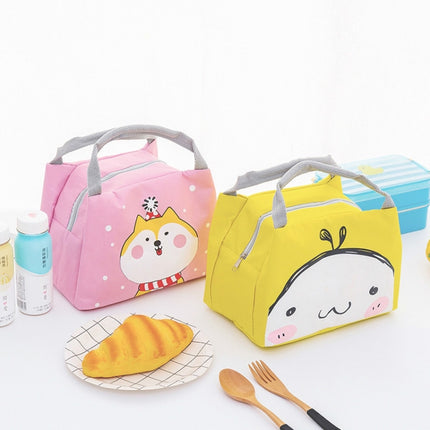 Portable Student Lunch Outdoor Portable Insulation Child Cute Student Lunch Box Bag(Tide Text-cute)-garmade.com