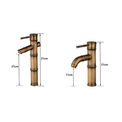 Antique Retro Hot Cold Water Bathroom Counter Basin Bamboo Waterfall Basin Copper Faucet, Specifications:Elbow 3 Knots-garmade.com