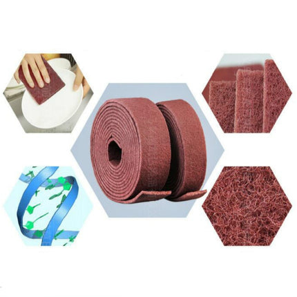 10 PCS Nylon Emery Scouring Pad Stainless Steel Rust Polishing Kitchen Dish Cleaning Rag, Size:9 cm x 1 m(Red Brown)-garmade.com