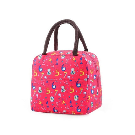 Portable Waterproof Padded Cold Insulation Lunch Box Bag(Number Rose Red)-garmade.com
