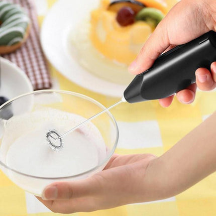 Electric Milk Coffee Whisk Household Mini Semi-Automatic Cream Blender(Black)-garmade.com