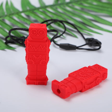 2 PCS Silicone Robot Teether Baby Chewing Sensory Pendant Necklace(Red)-garmade.com