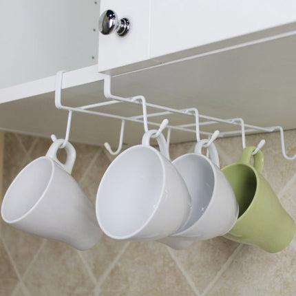 Hanging Nail-free Partition Cup Holder Creative Kitchen Supplies Storage Rack, Style:8 Hooks-garmade.com