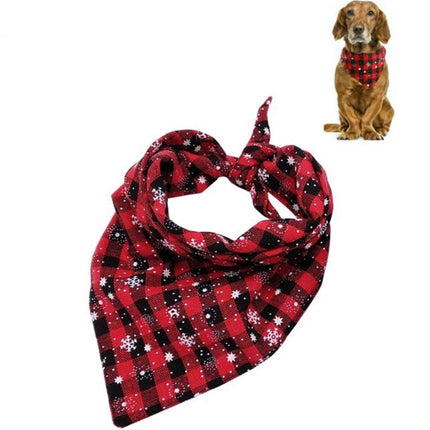 2 PCS Pet Triangle Towel Christmas Snowflake Dog Saliva Towel, Size:L(Red)-garmade.com