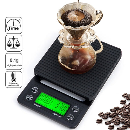 Hand Punch Coffee Scales Timing Electronic Timer Scale Kitchen Scales, Model:5kg/0.1g(Black)-garmade.com