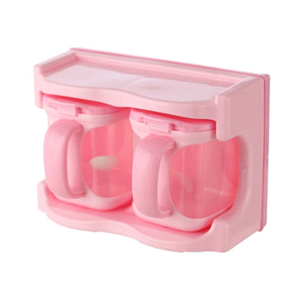 Plastic Seasoning Box Multi-purpose Combination Seasoning Rack Kitchen Supplies, Style:Two Grid(Pink)-garmade.com