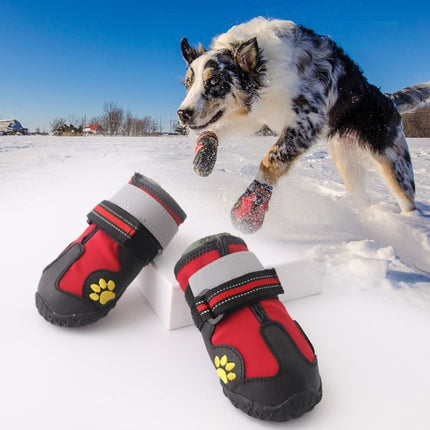 4 in 1 Autumn Winter Pet Dog Foot Cover Waterproof Shoes, Size:6.2x4.5cm(Red)-garmade.com