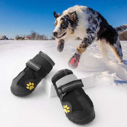 4 in 1 Autumn Winter Pet Dog Foot Cover Waterproof Shoes, Size:7.5x6.4cm(Black)-garmade.com