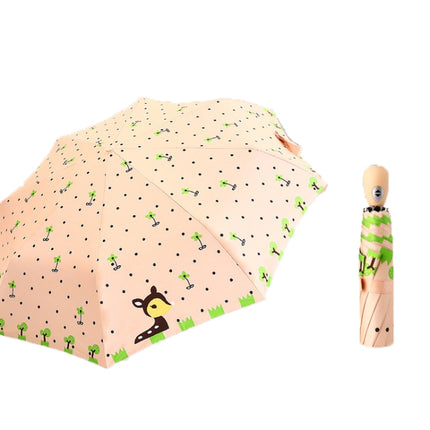 Creative Cute Cartoon Children Full Automatic Sun Umbrella Folding Vinyl Umbrella(Rubber Powder)-garmade.com