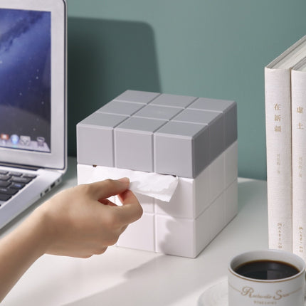 2 PCS Cube Tissue Box Desktop Storage Box(Pure White)-garmade.com