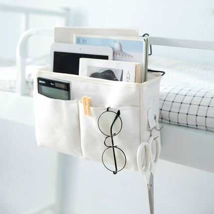 Dormitory Bedside Mobile Phone Storage Bag Hanging Sundries Basket(White)-garmade.com