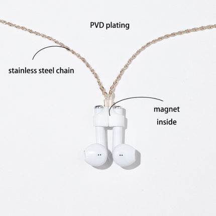 AIRPODS Wireless Headset Anti-lost Chain Strong Magnetic Sleeve Titanium Steel Stainless Steel Color Retention Anti-lost Necklace(Rose Gold)-garmade.com