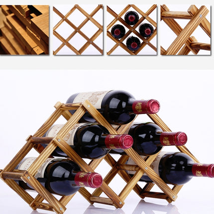 2 PCS Solid Wood Wine Rack Decoration Folding Home Living Room Wine Bottle Display Rack, Number of layers (specifications): 5-bottle-garmade.com