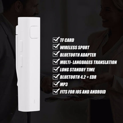 Bluetooth Receiver Smart Headphone Voice Translator 26 Multi-language Travel Business TF Card Voice Text Interpreter Earphone(Black)-garmade.com