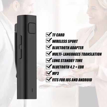 Bluetooth Receiver Smart Headphone Voice Translator 26 Multi-language Travel Business TF Card Voice Text Interpreter Earphone(Black)-garmade.com