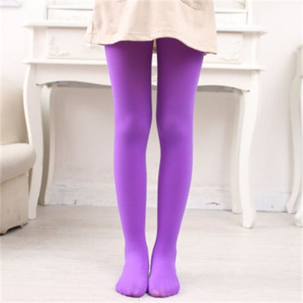Spring Summer Autumn Solid Color Pantyhose Ballet Dance Tights for Kids, Size:S (Purple)-garmade.com