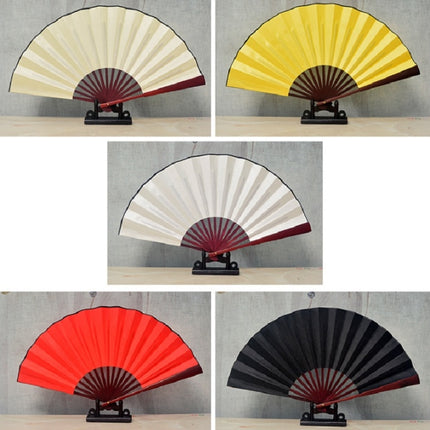 8 inch Pure Color Blank Silk Cloth Folding Fan Chinese Style Calligraphy Painting Fan(Yellow)-garmade.com