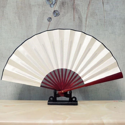 8 inch Pure Color Blank Silk Cloth Folding Fan Chinese Style Calligraphy Painting Fan(White)-garmade.com