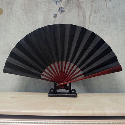 10 inch Pure Color Blank Silk Cloth Folding Fan Chinese Style Calligraphy Painting Fan(Black)-garmade.com
