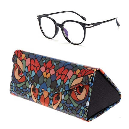 Foldable Triangle Animal Print Glasses Case Sunglasses Myopia Frame Case(Chameleon)-garmade.com