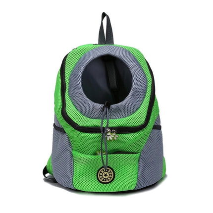 Outdoor Pet Dog Carrier Bag Front Bag Double Shoulder Portable Travel Backpack Mesh Backpack Head, Size:S(Green)-garmade.com