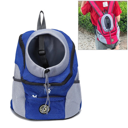 Outdoor Pet Dog Carrier Bag Front Bag Double Shoulder Portable Travel Backpack Mesh Backpack Head, Size:S(Blue)-garmade.com