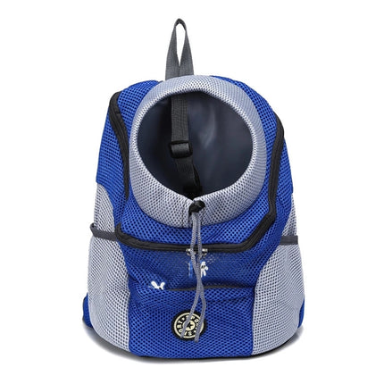 Outdoor Pet Dog Carrier Bag Front Bag Double Shoulder Portable Travel Backpack Mesh Backpack Head, Size:S(Blue)-garmade.com