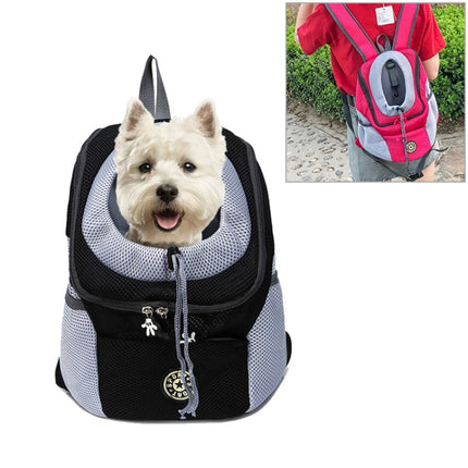 Outdoor Pet Dog Carrier Bag Front Bag Double Shoulder Portable Travel Backpack Mesh Backpack Head, Size:L(Black)-garmade.com