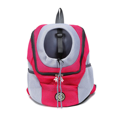 Outdoor Pet Dog Carrier Bag Front Bag Double Shoulder Portable Travel Backpack Mesh Backpack Head, Size:L(Rose Red)-garmade.com
