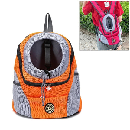 Outdoor Pet Dog Carrier Bag Front Bag Double Shoulder Portable Travel Backpack Mesh Backpack Head, Size:L(Orange)-garmade.com