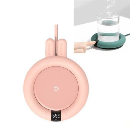 Heating Warm Coaster Office Thermostatic Coaster Touch Three-Speed Adjustment Timing Insulation Coaster, CN Plug(Bunny Pink)-garmade.com