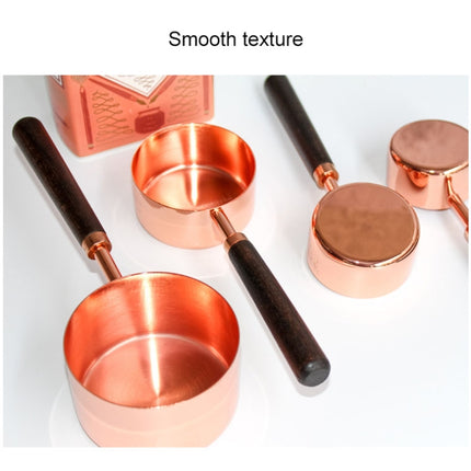 4 PCS / Set Measuring Cup Walnut Handle Copper-Plated Kitchen Baking Tools Bartender Scale Measuring Set-garmade.com