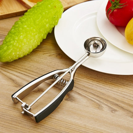 Stainless Steel Silicone Black Handle Ice Cream Scoop Spoon, Size:59mm-garmade.com