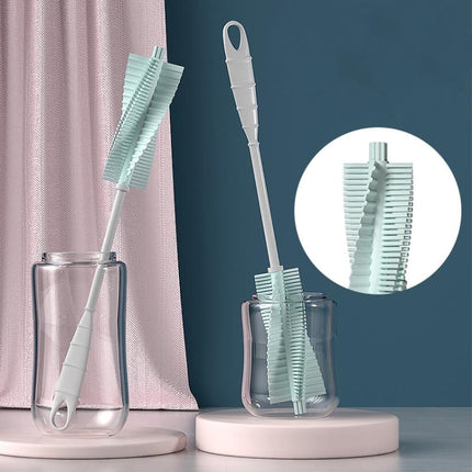 3 PCS Silicone Baby Bottle Long Handle Cup Cleaning Brush 360 Degree Rotating Bottle Brush(Pink)-garmade.com