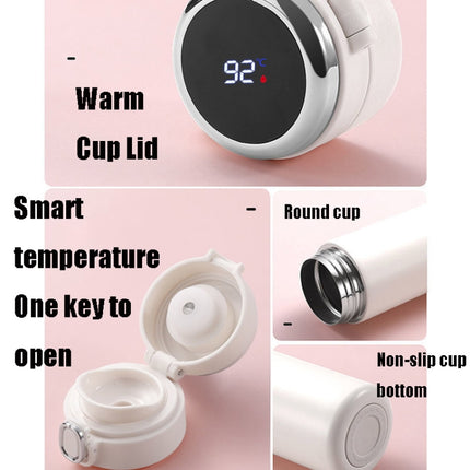 Smart Temperature Measurement Digital Display Stainless Steel Vacuum Flask Cup, Capacity:420ml(Pink)-garmade.com
