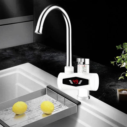 Dynamic Digital Display Instant Heating Electric Hot Water Faucet Kitchen&Domestic Hot&Cold Water Heater EU Plug, Style:Universal Tube-garmade.com