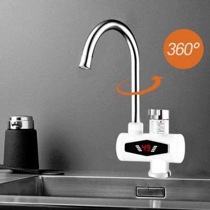 Dynamic Digital Display Instant Heating Electric Hot Water Faucet Kitchen&Domestic Hot&Cold Water Heater EU Plug, Style:Universal Tube-garmade.com