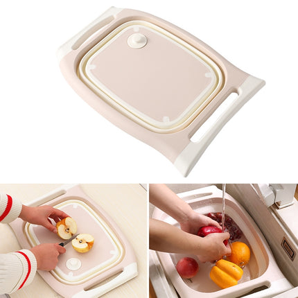 Multifunctional Cutting Board Kitchen Foldable Vegetable Washing Basin, Size:Large(Pink)-garmade.com