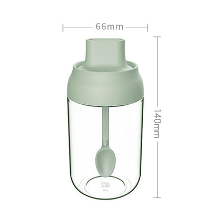 3 PCS Macaron Ribbon Moisture-Proof Lid Spoon One Seasoning Jar Glass Seasoning Bottle with Label, Style:Seasoning Bottle(Green)-garmade.com