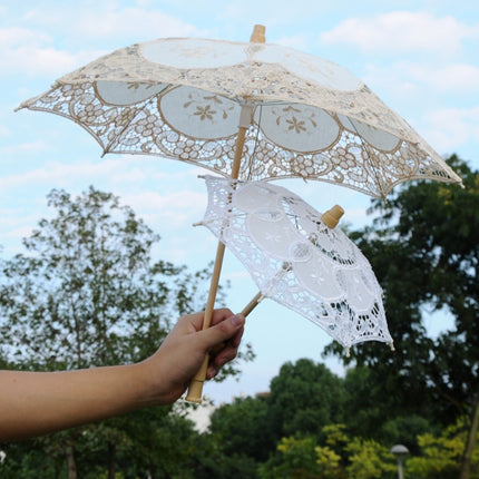Wedding Bridal Lace Umbrella Shooting Props Wedding Supplies, Size: Length 26cm/ Diameter 29cm(White)-garmade.com