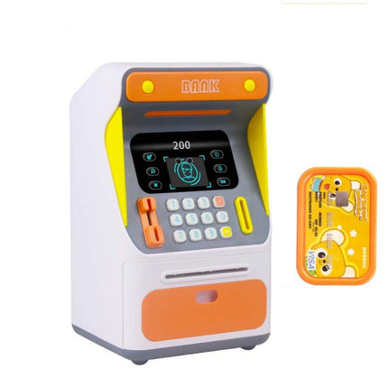 Simulation Face Recognition ATM Cash Deposit Box Simulation Password Automatic Rolling Money Safe Deposit Box, Colour: Orange (Battery Version)-garmade.com