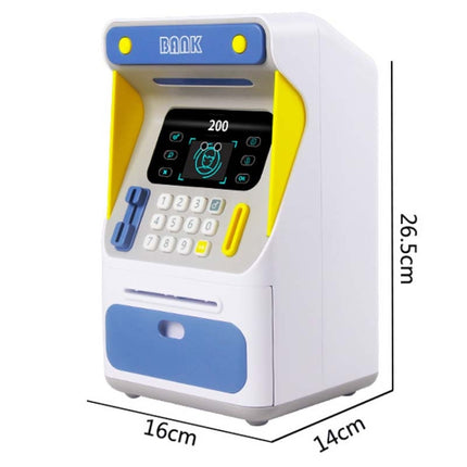 Simulation Face Recognition ATM Cash Deposit Box Simulation Password Automatic Rolling Money Safe Deposit Box, Colour: Blue (Battery Version)-garmade.com