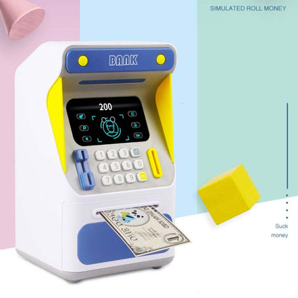 Simulation Face Recognition ATM Cash Deposit Box Simulation Password Automatic Rolling Money Safe Deposit Box, Colour: Blue (Battery Version)-garmade.com