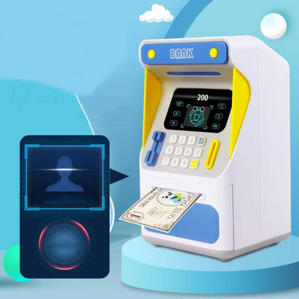 Simulation Face Recognition ATM Cash Deposit Box Simulation Password Automatic Rolling Money Safe Deposit Box, Colour: Blue (Charging Version)-garmade.com